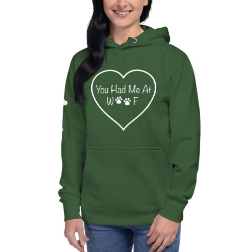 "You Had Me At Woof" Unisex Hoodie (White Print, Multiple Colors) - Image 31