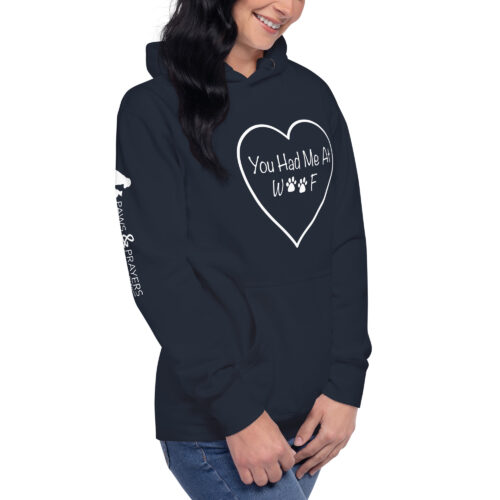 "You Had Me At Woof" Unisex Hoodie (White Print, Multiple Colors) - Image 13